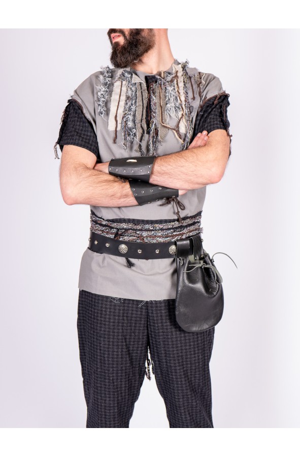 Black Leather Belt with Silver...