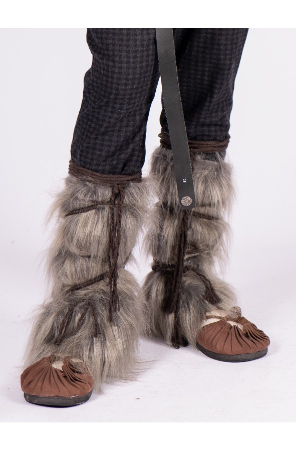 Vegan Fur Greaves Tied with Brown Cord