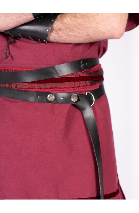 Medieval black leather bracers with...