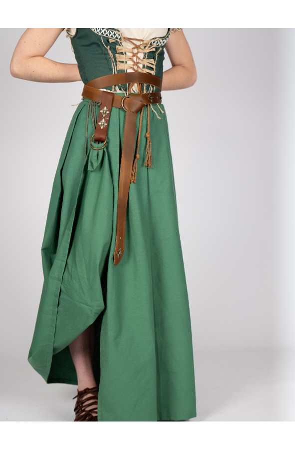 Cinturón medieval de cuero de doble...