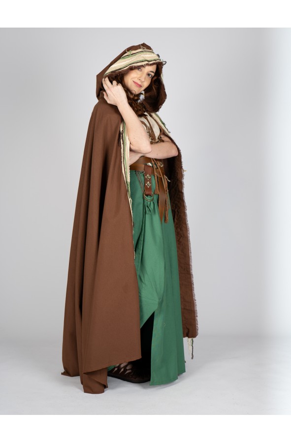 Medieval brown hooded cloak