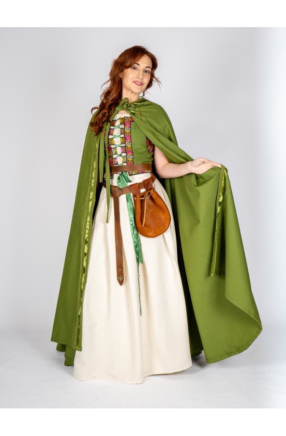 Corset medieval en algodón verde con...