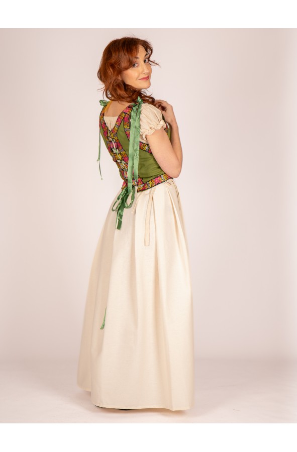 Medieval cream pleated skirt with...