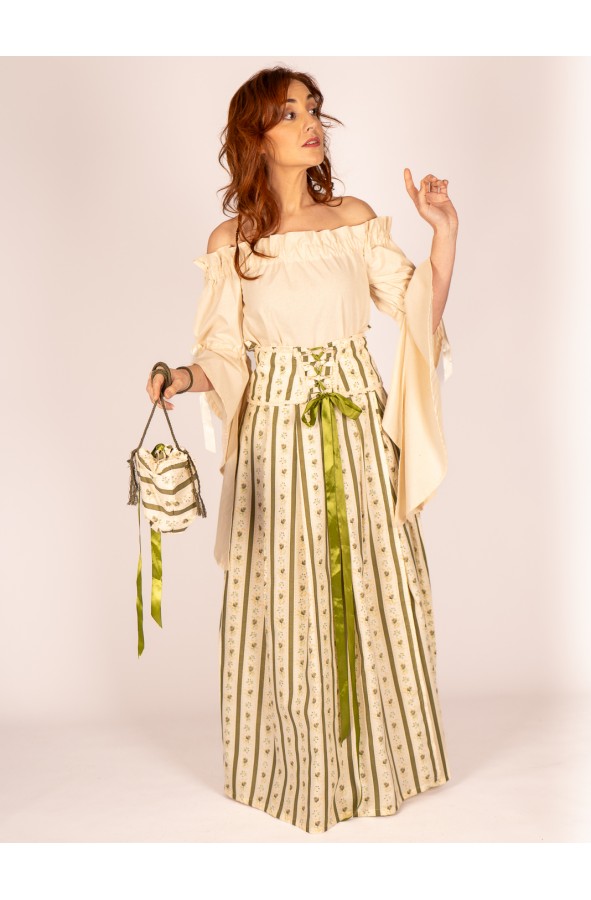 Medieval Cotton Skirt with Stripes...