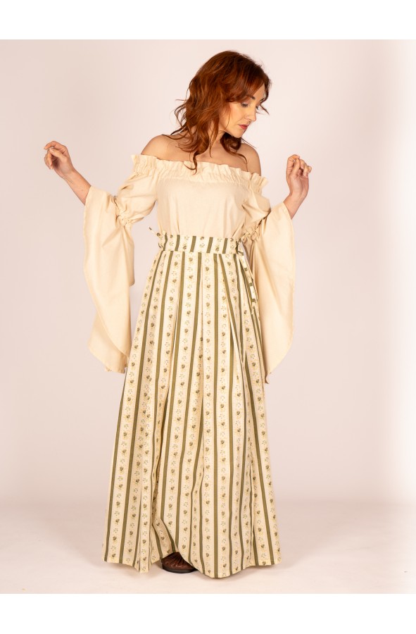 Medieval Cotton Skirt with Stripes...