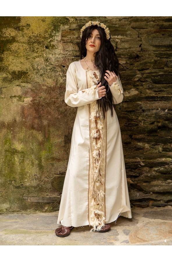 Vestido celta de algodón crema con...