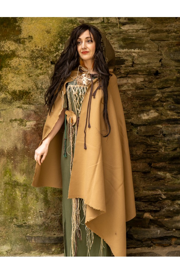 Rustic green Celtic dress with hemp rope