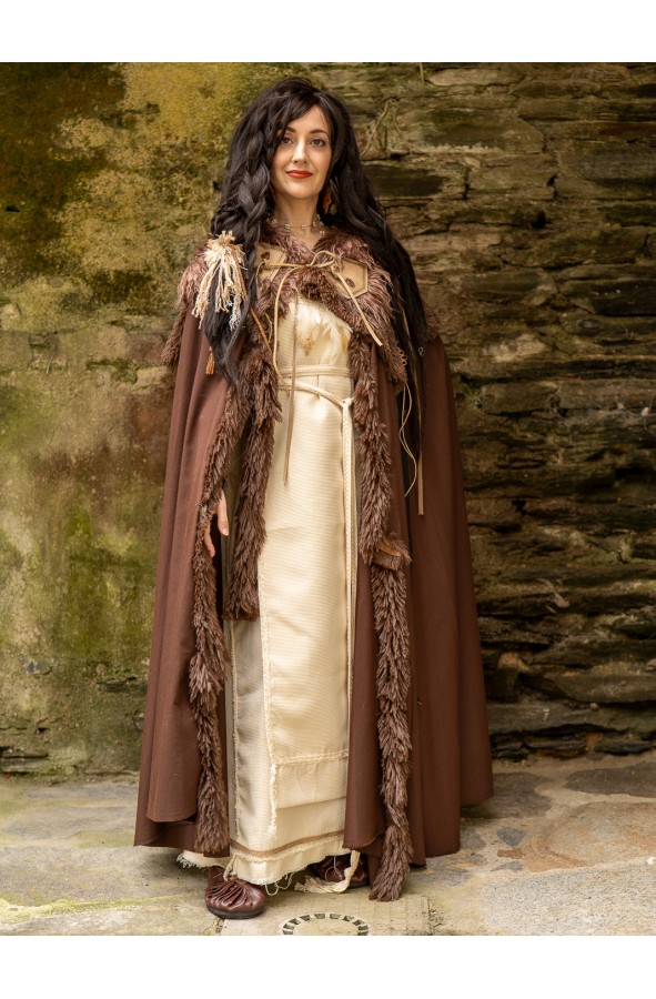 Brown Cloak with Vegan Fur and...