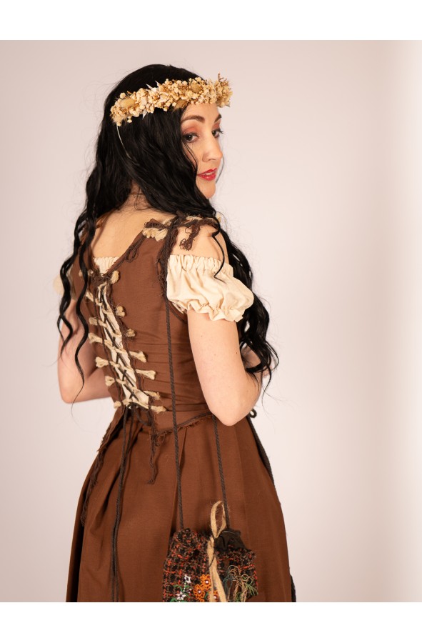 Chaleco medieval marrón con ajuste de...