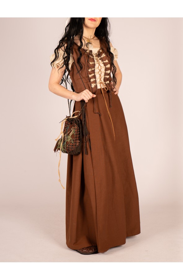 Chaleco medieval marrón con ajuste de...