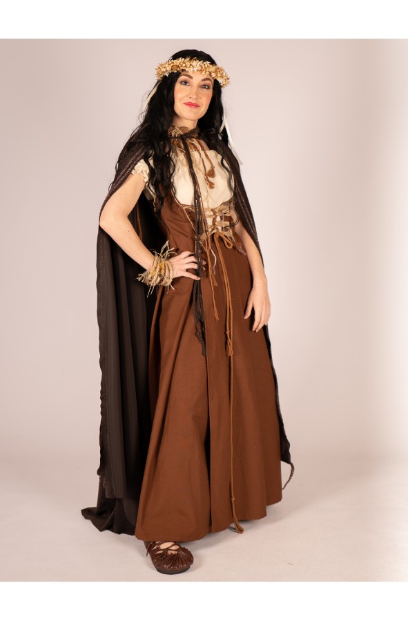 Falda medieval tablas marrón tierra...