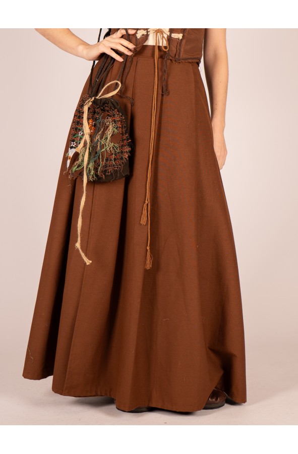 Medieval pleated skirt in earthy...