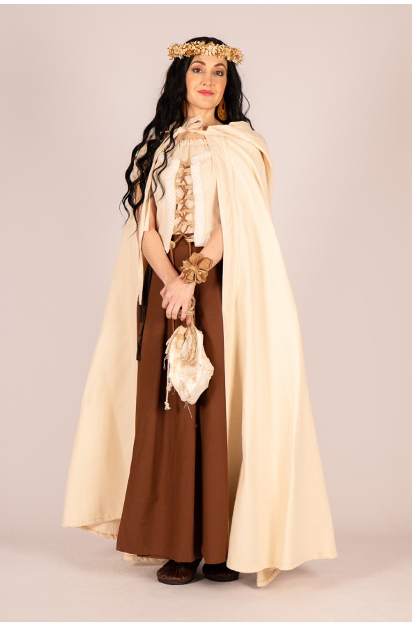 Medieval cream cloak with textured...