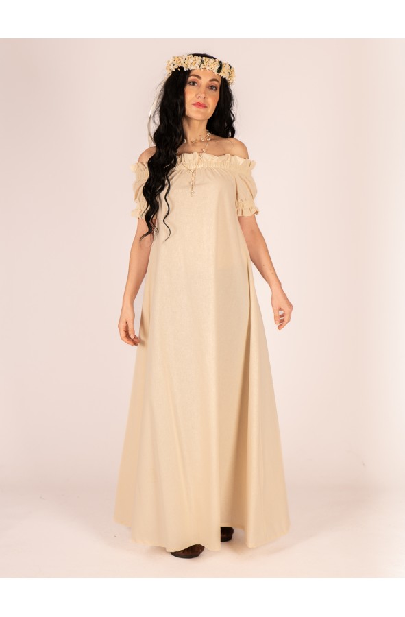 Vestido medieval marfil de escote...