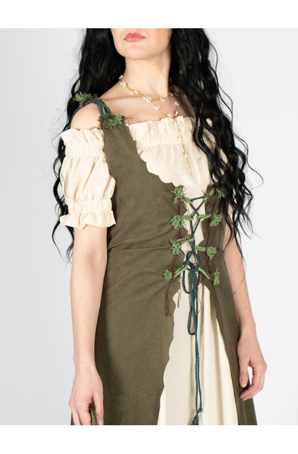 Long olive suede vest with front and...