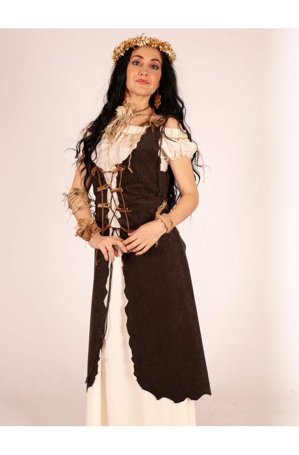 Chaleco largo de antelina marrón con...