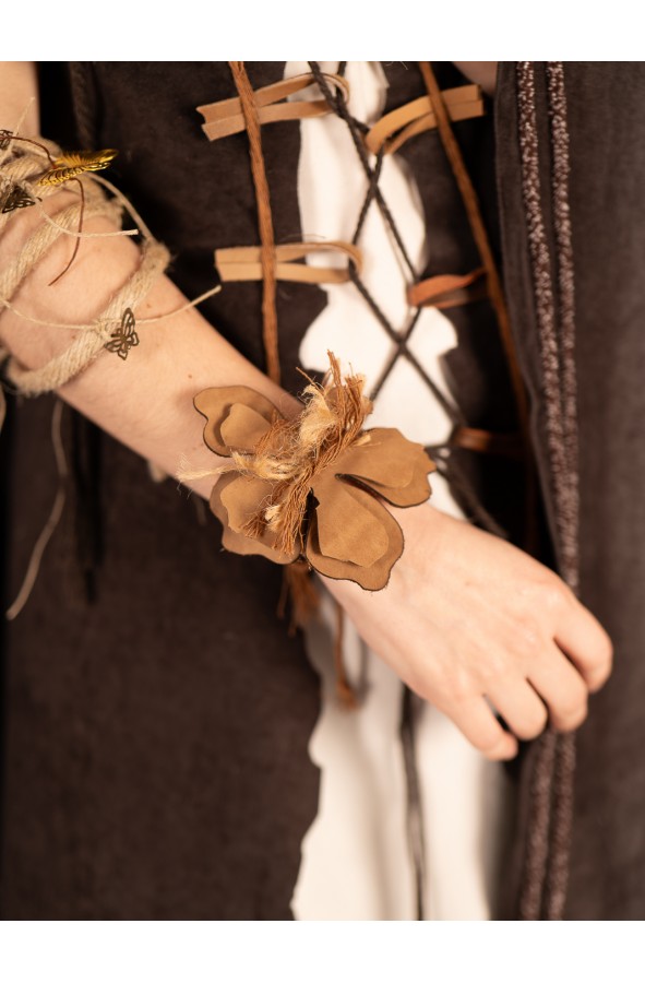 Leather flower wristband– handmade...