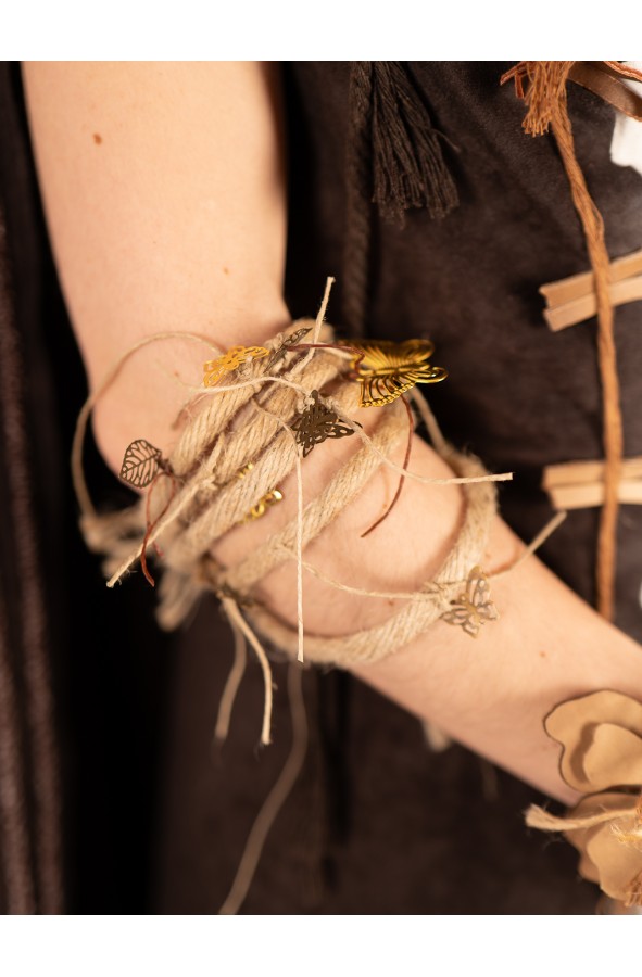 Jute cord bangle with metal butterflies