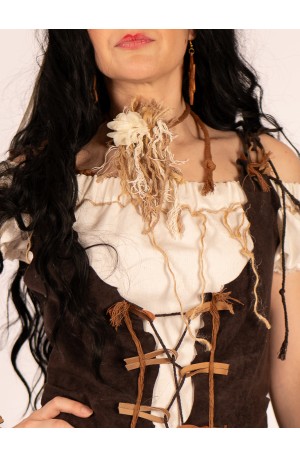 Rustic choker with fabric...