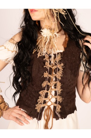 Suede vest with rustic...