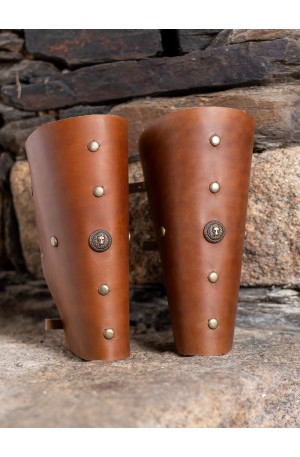 Roman brown leather greaves...