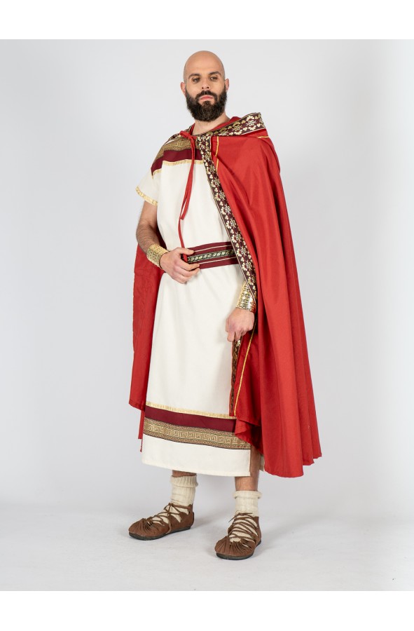 Capa romana roja con capucha y...
