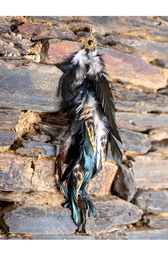 Long natural feather earring for...
