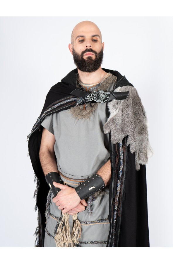 Celtic and Viking Black Cloak with...