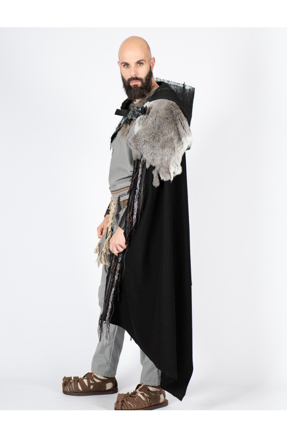 Celtic and Viking Black Cloak with...