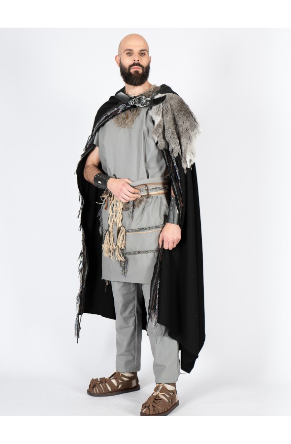 Celtic and Viking Black Cloak with...