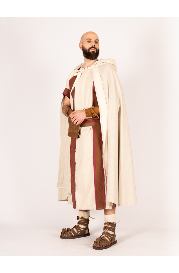 Roman Rustic White Cloak with Hood...