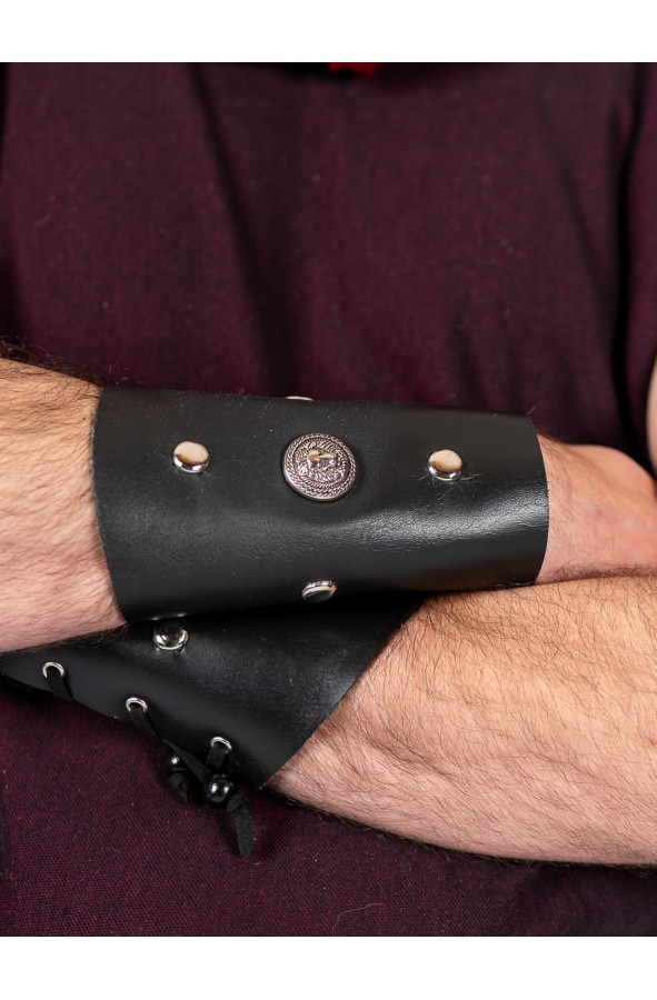 Black Roman armbands with silver lions