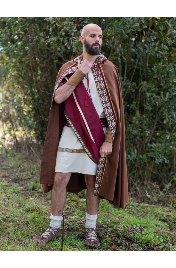 Roman cloak in cotton with hood and...