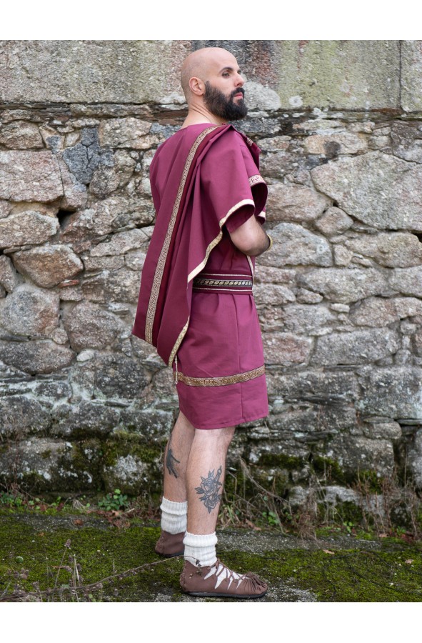 Garnet Roman tunic set with a crossed...