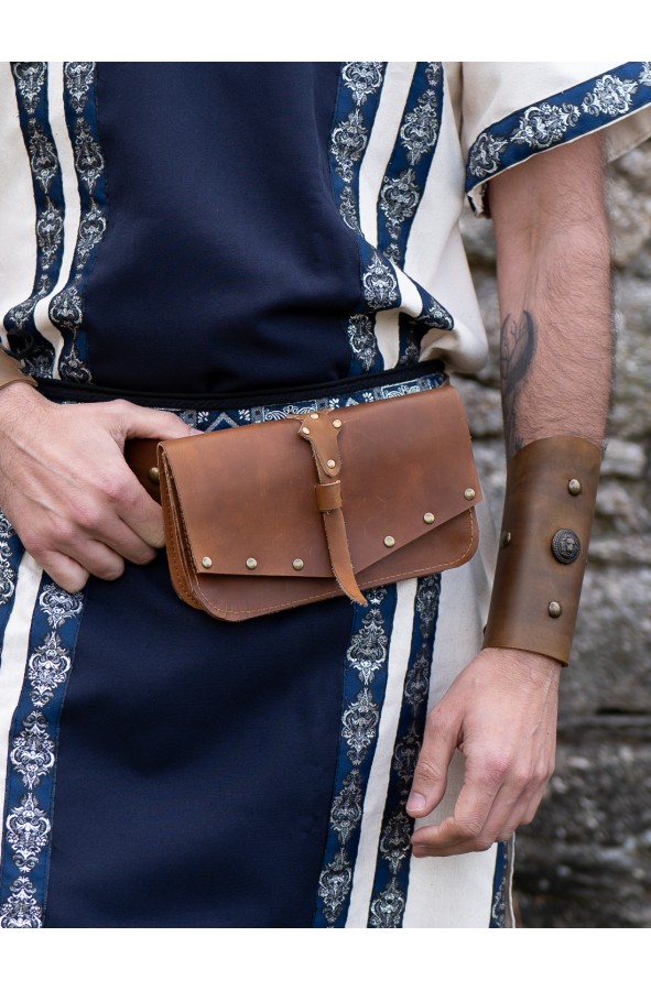 Bolso romano de cuero marrón con...