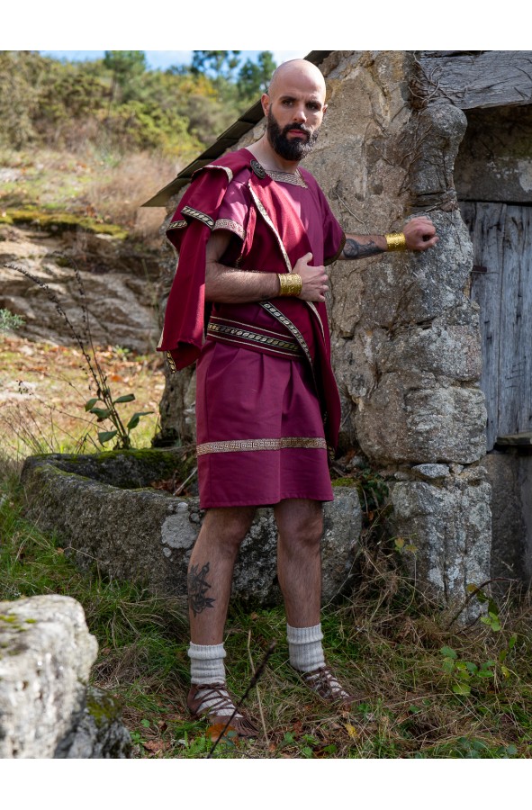 Roman tunic in garnet with geometric...