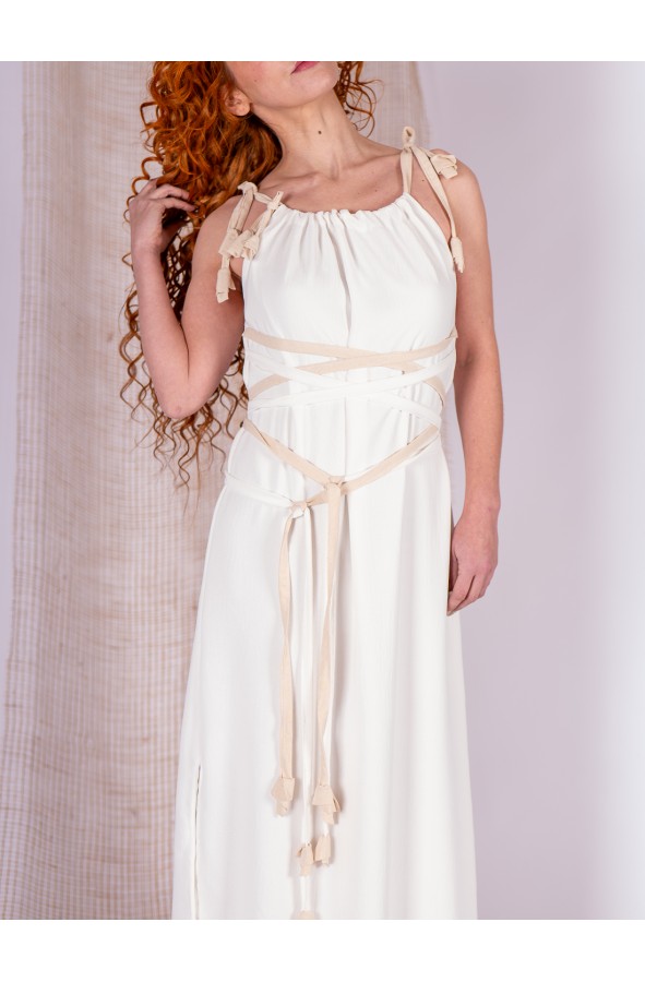 White Roman Dress with Adjustable Straps