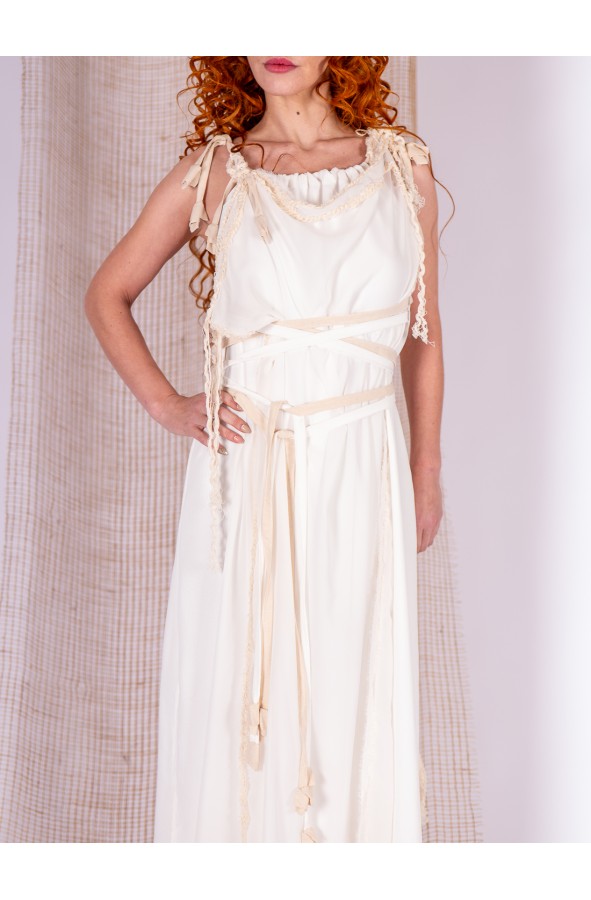 Vestido romano blanco de dos piezas...