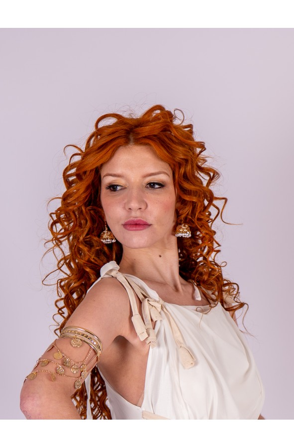 White and Gold Roman-Inspired Earrings