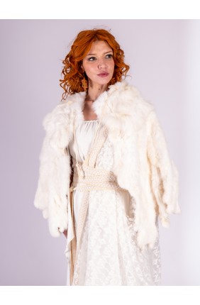 Rabbit Fur Cape in Natural...