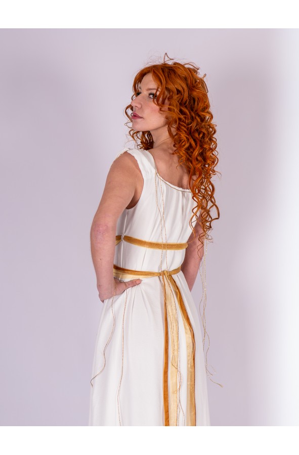 Roman Dress in White with Gold Details