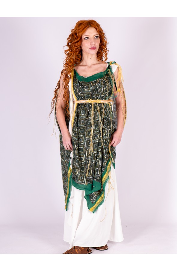 Vestido romano con manto verde y...