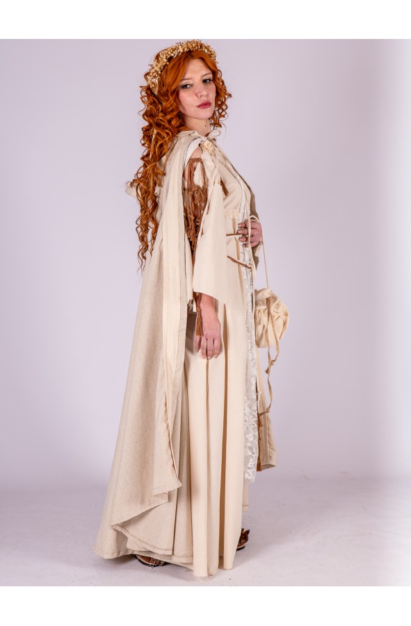 Roman Hooded Cape in Natural Rustic...