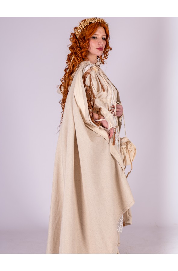 Roman Hooded Cape in Natural Rustic...