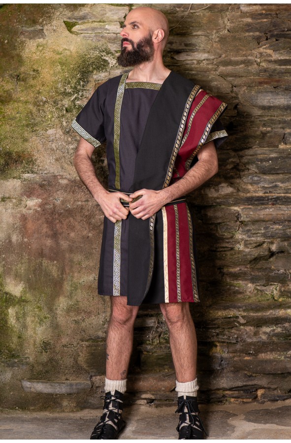 Men's black roman costume with toga