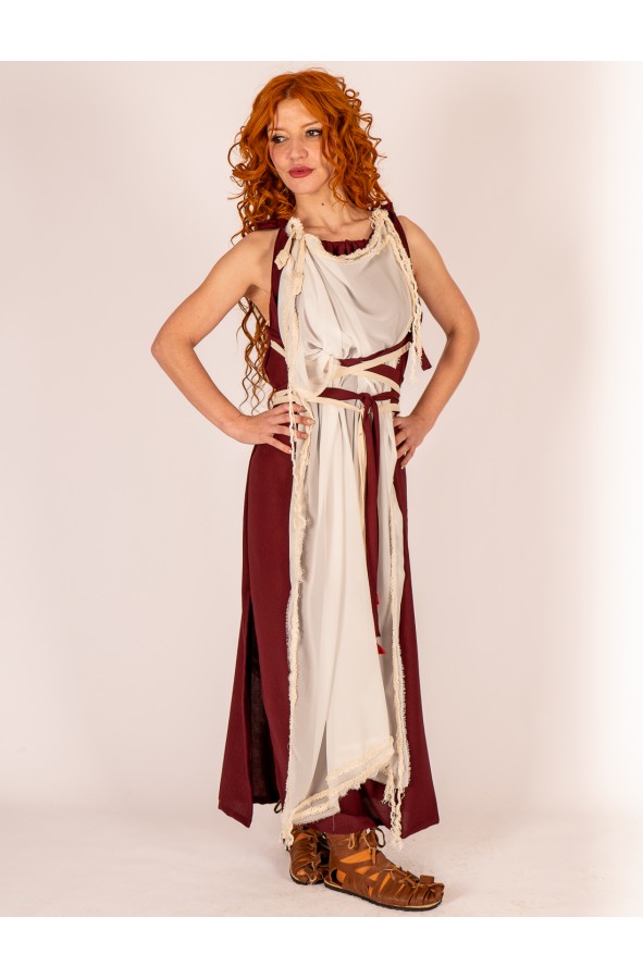 Roman Dress with White Mantle and...