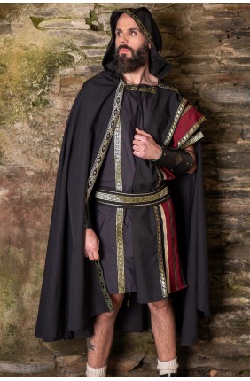 Black Roman Cloak with Hood...