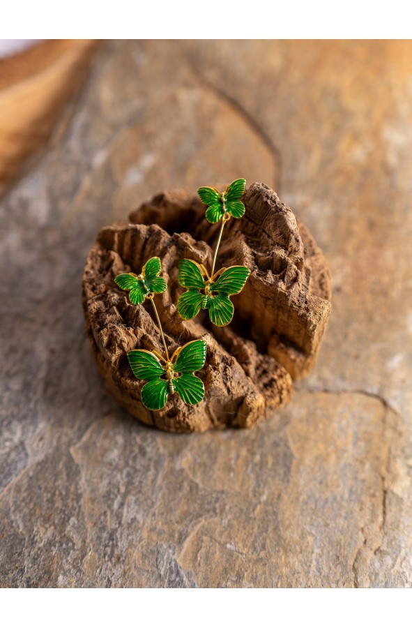 Roman Butterfly Earrings in Green