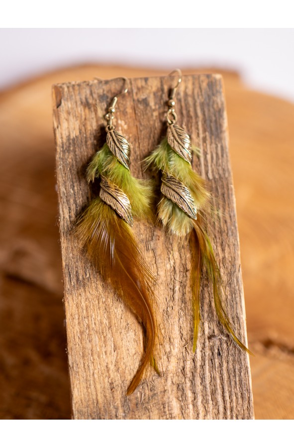 Green Feather Earrings for Celtic,...
