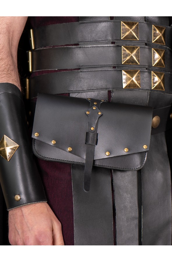 Roman Black Leather Belt Bag with...